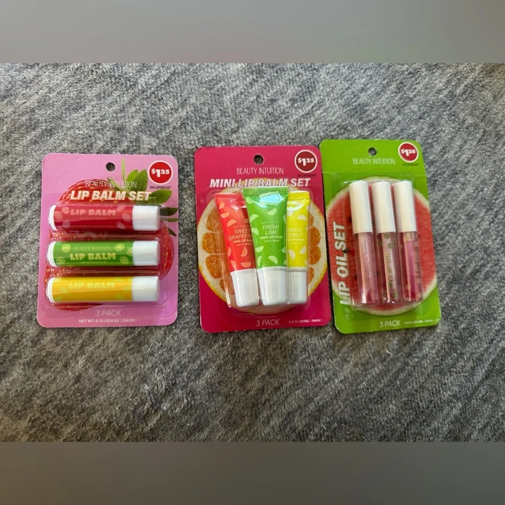 Beauty Intuition Lip Balm and Lip Oil Sets Lot of 3 Packs Viral Trendy